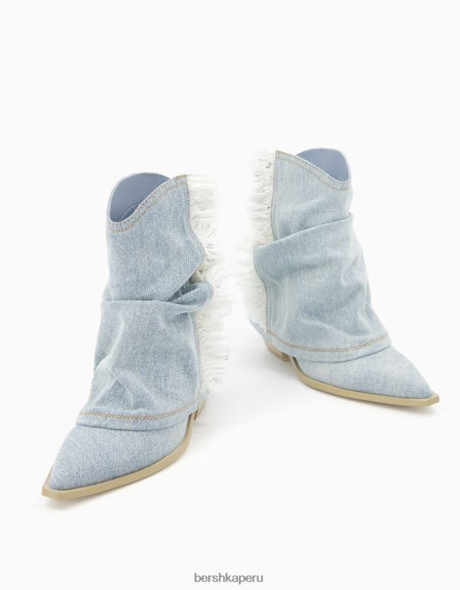 lavado azul Bershka mujer botines vaqueros vaqueros con flecos 806J6B1943