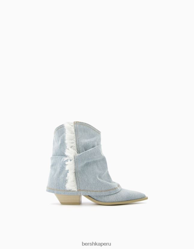 lavado azul Bershka mujer botines vaqueros vaqueros con flecos 806J6B1943