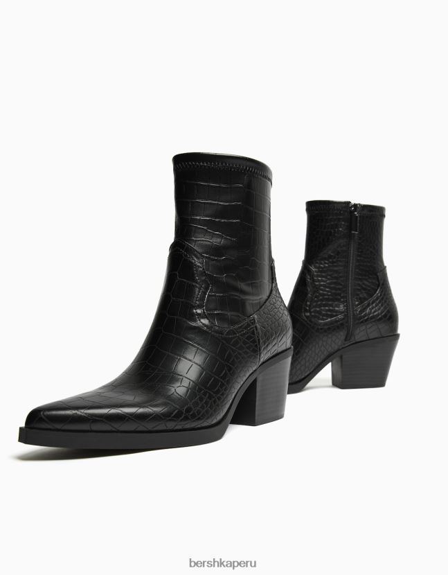 negro Bershka mujer botas cowboy con estampado animal grabado 806J6B1939