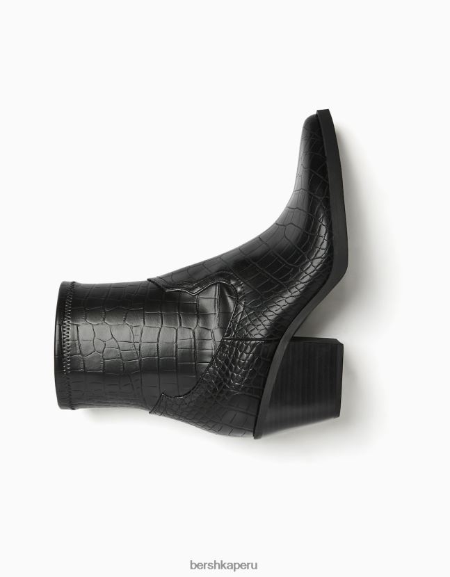 negro Bershka mujer botas cowboy con estampado animal grabado 806J6B1939