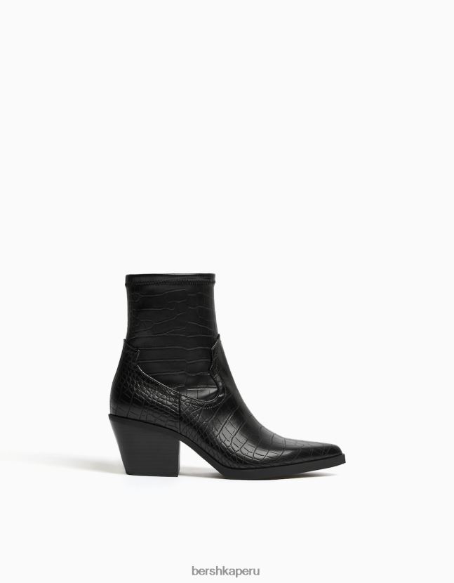 negro Bershka mujer botas cowboy con estampado animal grabado 806J6B1939