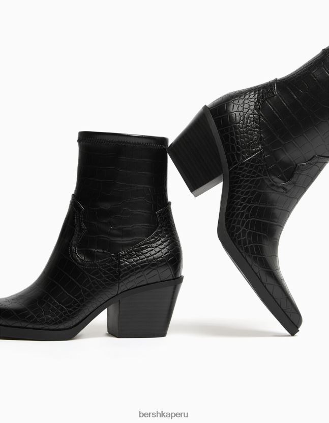 negro Bershka mujer botas cowboy con estampado animal grabado 806J6B2313