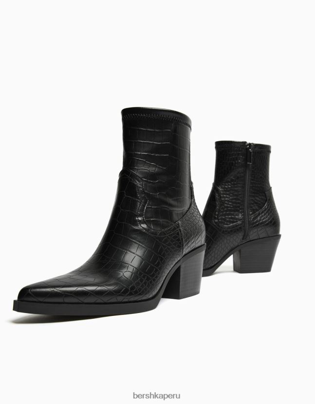 negro Bershka mujer botas cowboy con estampado animal grabado 806J6B2313