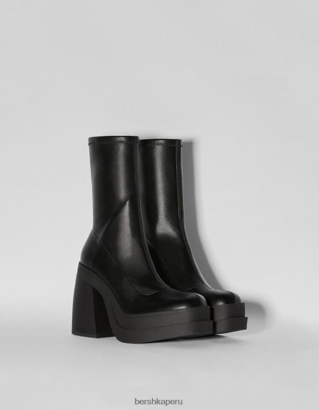 negro Bershka mujer botines ajustados con plataforma y tacón alto 806J6B2273