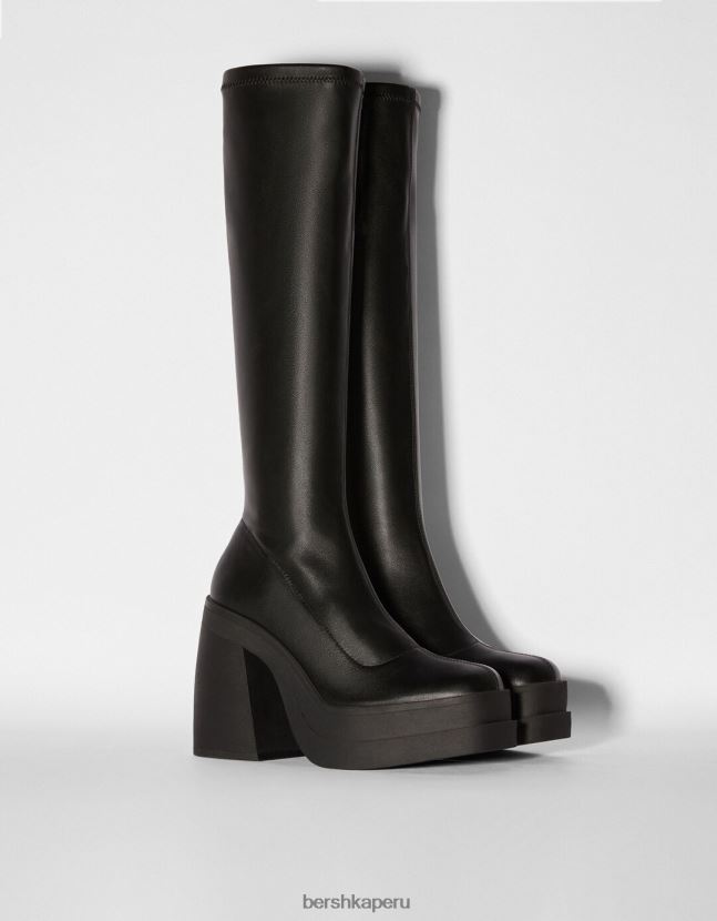negro Bershka mujer botines ajustados con plataforma y tacón alto 806J6B2294