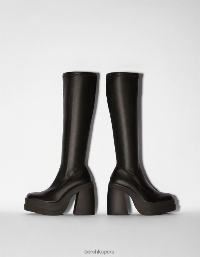 negro Bershka mujer botines ajustados con plataforma y tacón alto 806J6B2294