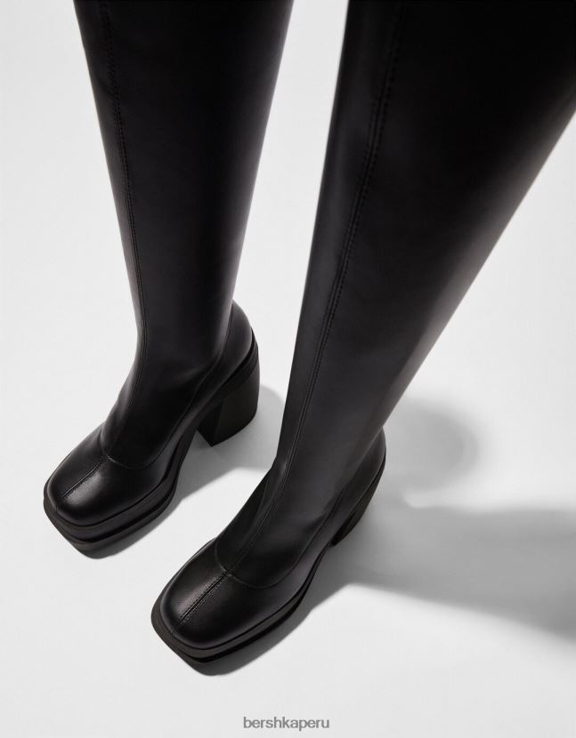 negro Bershka mujer botines ajustados con plataforma y tacón alto 806J6B2294