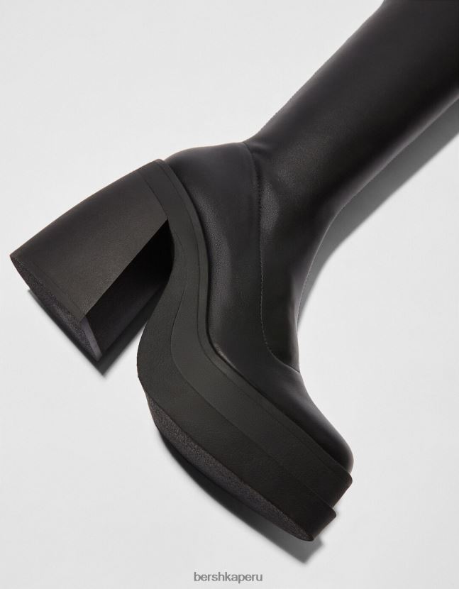 negro Bershka mujer botines ajustados con plataforma y tacón alto 806J6B2294