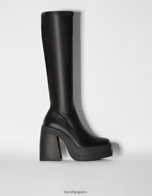negro Bershka mujer botines ajustados con plataforma y tacón alto 806J6B2294