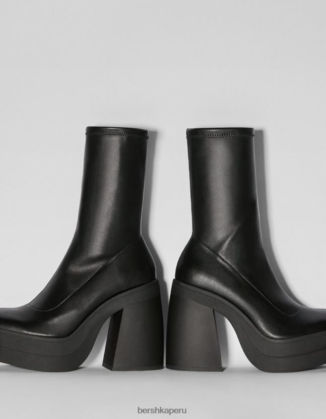 negro Bershka mujer botines ajustados con plataforma y tacón alto 806J6B2295