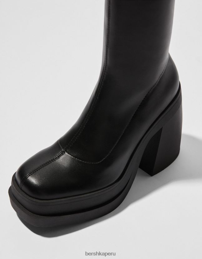 negro Bershka mujer botines ajustados con plataforma y tacón alto 806J6B2295