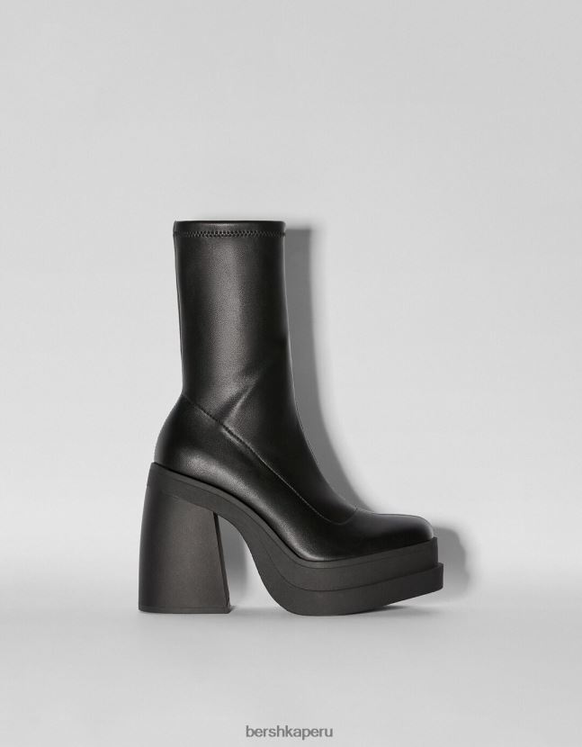 negro Bershka mujer botines ajustados con plataforma y tacón alto 806J6B2295