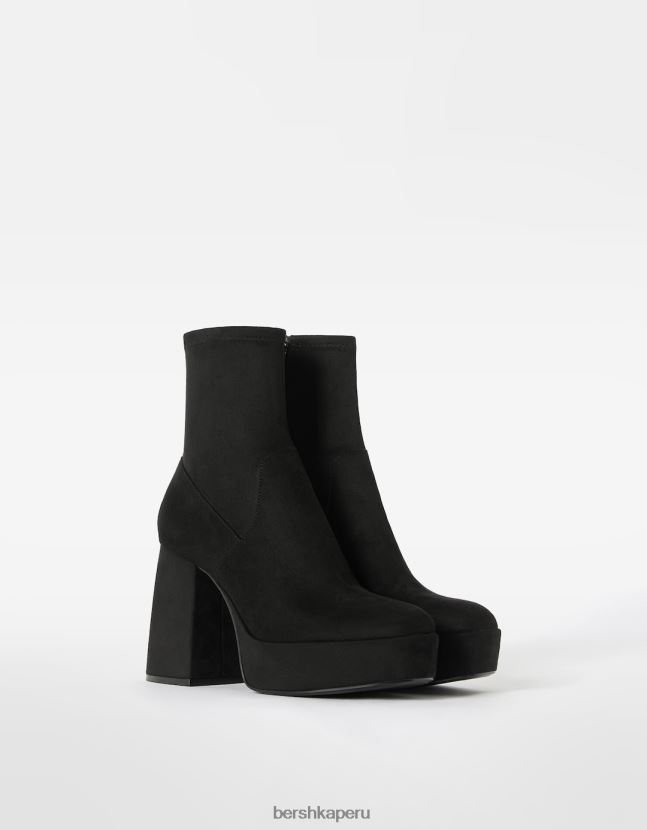 negro Bershka mujer botines ajustados con plataforma y tacón alto 806J6B2312