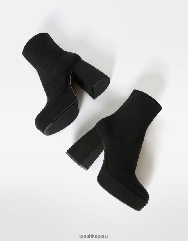 negro Bershka mujer botines ajustados con plataforma y tacón alto 806J6B2312