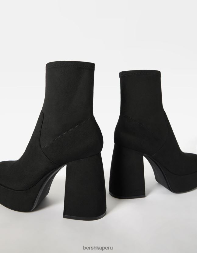 negro Bershka mujer botines ajustados con plataforma y tacón alto 806J6B2312