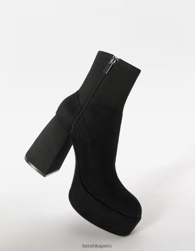 negro Bershka mujer botines ajustados con plataforma y tacón alto 806J6B2312