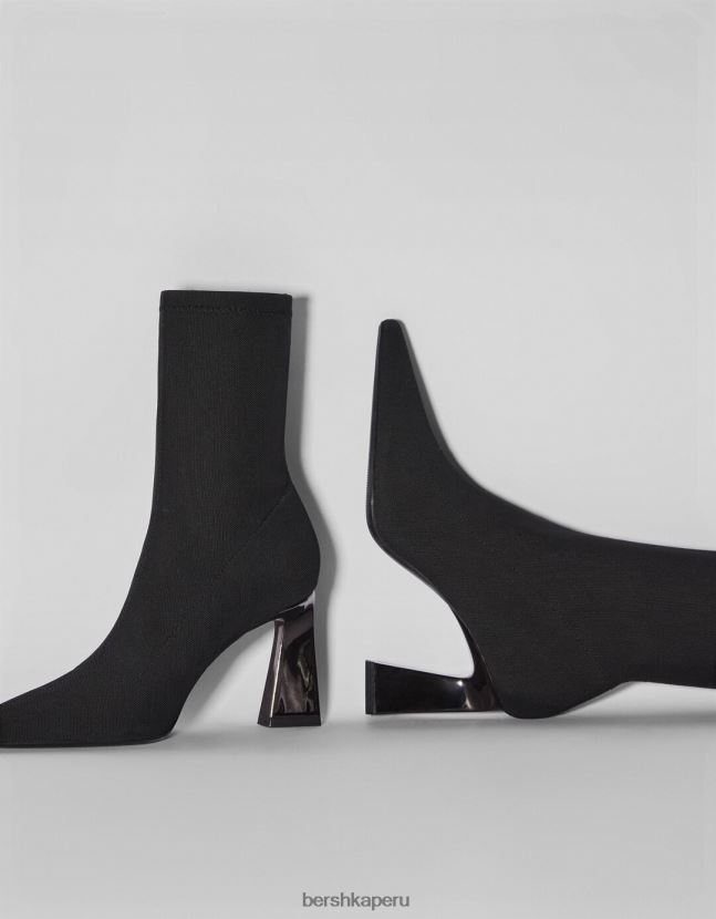 negro Bershka mujer botines ajustados con tacón metalizado 806J6B2325