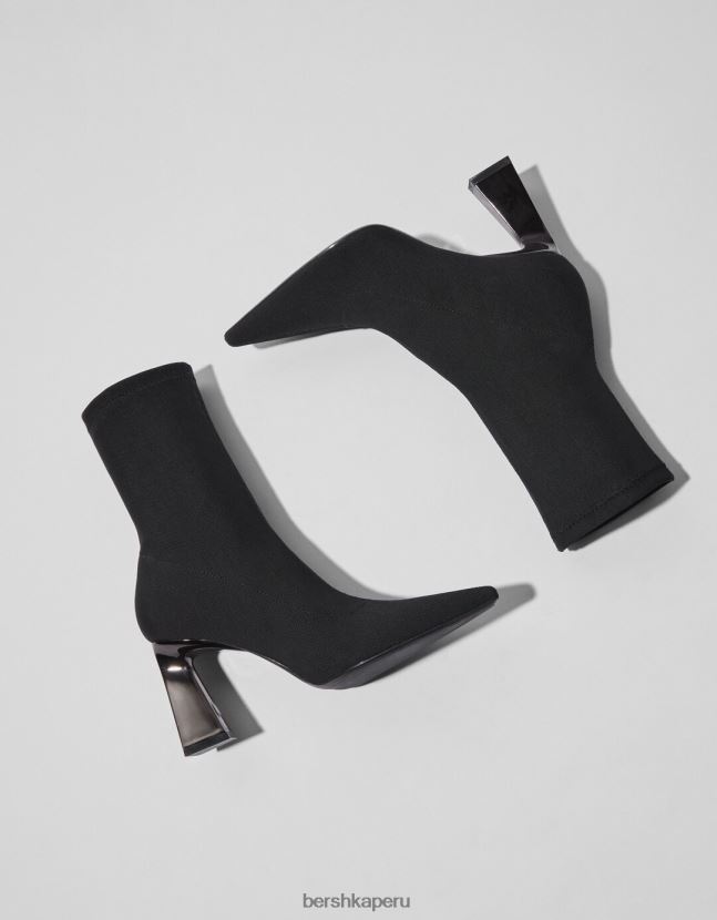 negro Bershka mujer botines ajustados con tacón metalizado 806J6B2325