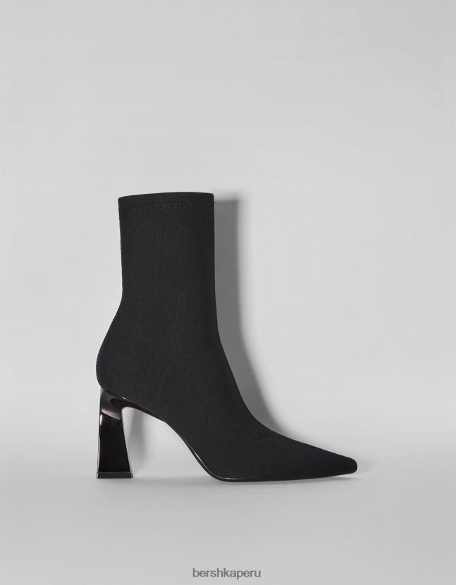 negro Bershka mujer botines ajustados con tacón metalizado 806J6B2325
