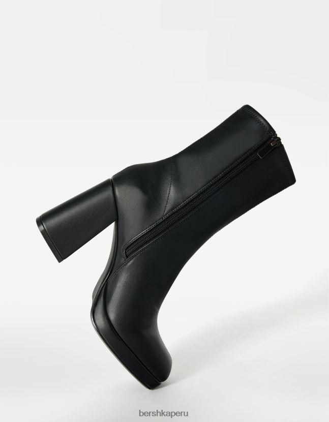 negro Bershka mujer botines ceñidos con miniplataforma y tacón alto 806J6B2321