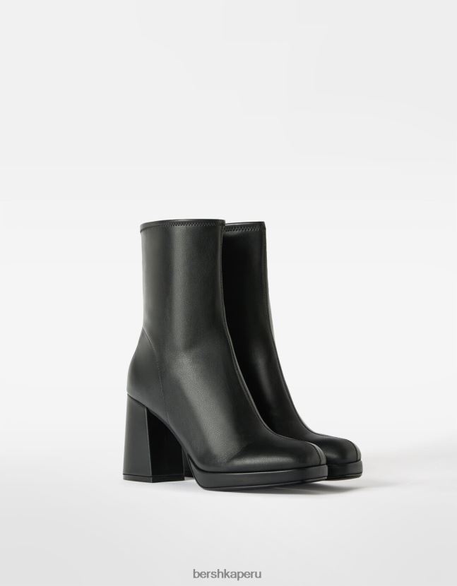 negro Bershka mujer botines ceñidos con miniplataforma y tacón alto 806J6B2322