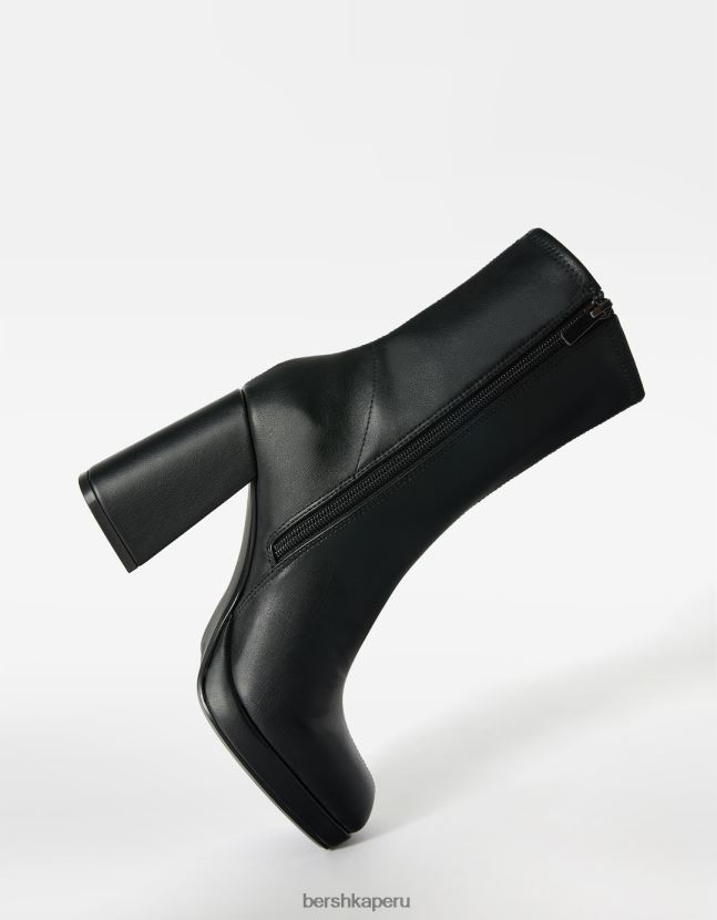 negro Bershka mujer botines ceñidos con miniplataforma y tacón alto 806J6B2322