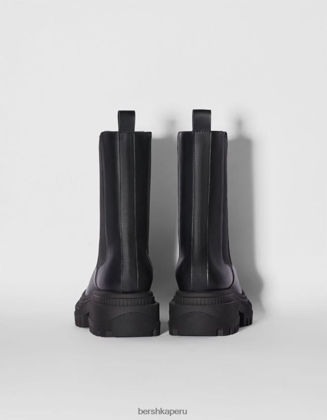 negro Bershka mujer botines de tacón bajo con paneles elásticos 806J6B2278