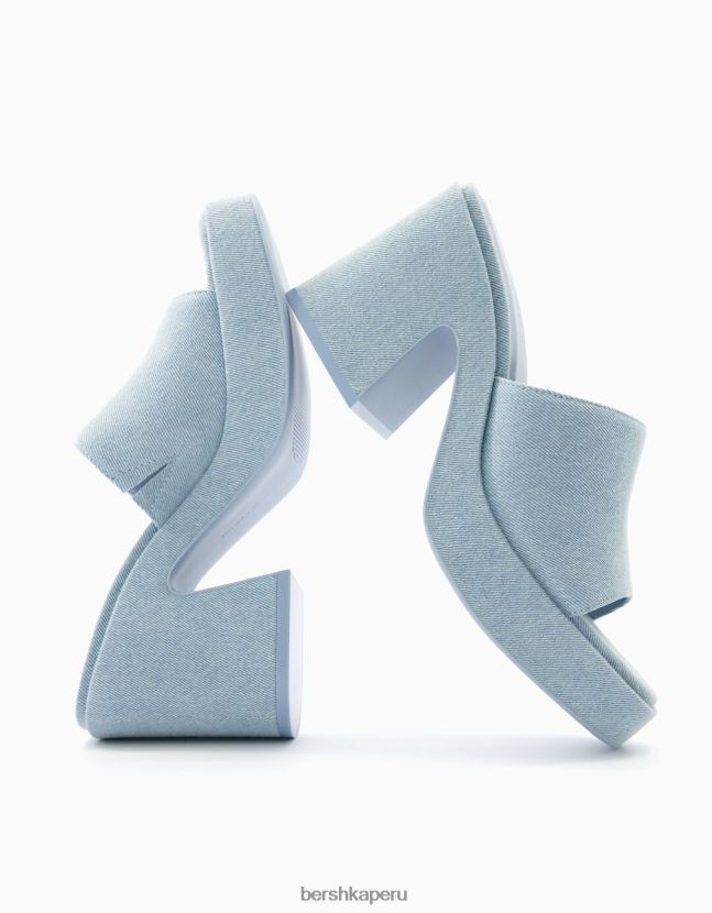 lavado azul Bershka mujer mules de mezclilla con plataforma 806J6B1957