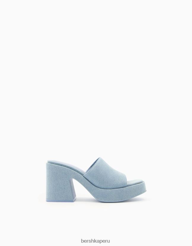 lavado azul Bershka mujer mules de mezclilla con plataforma 806J6B1957