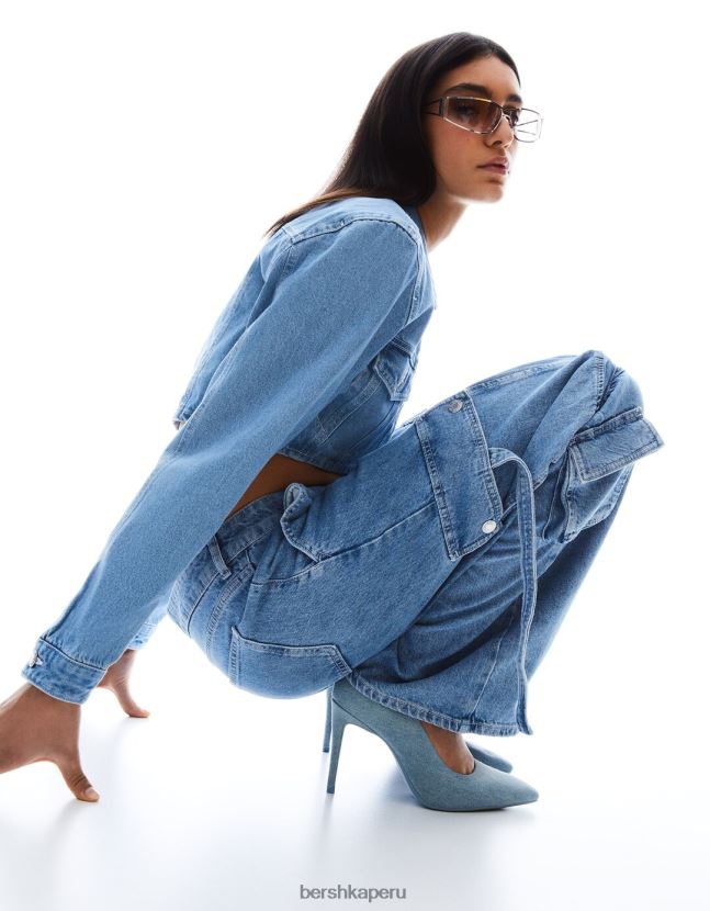 lavado azul Bershka mujer zapatos vaqueros de tacón alto 806J6B1959