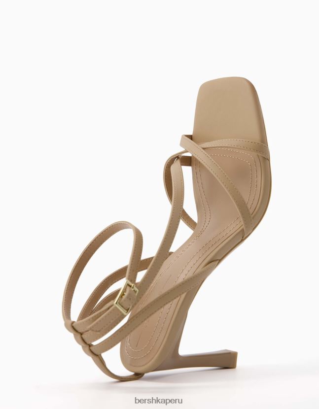 arena Bershka mujer sandalias de tiras con tiras en el tobillo 806J6B2176