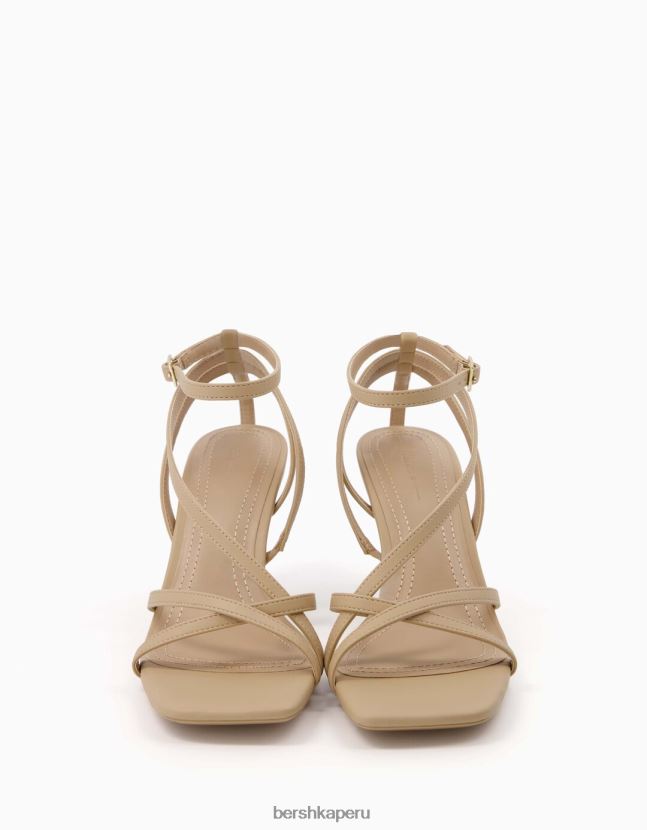 arena Bershka mujer sandalias de tiras con tiras en el tobillo 806J6B2176