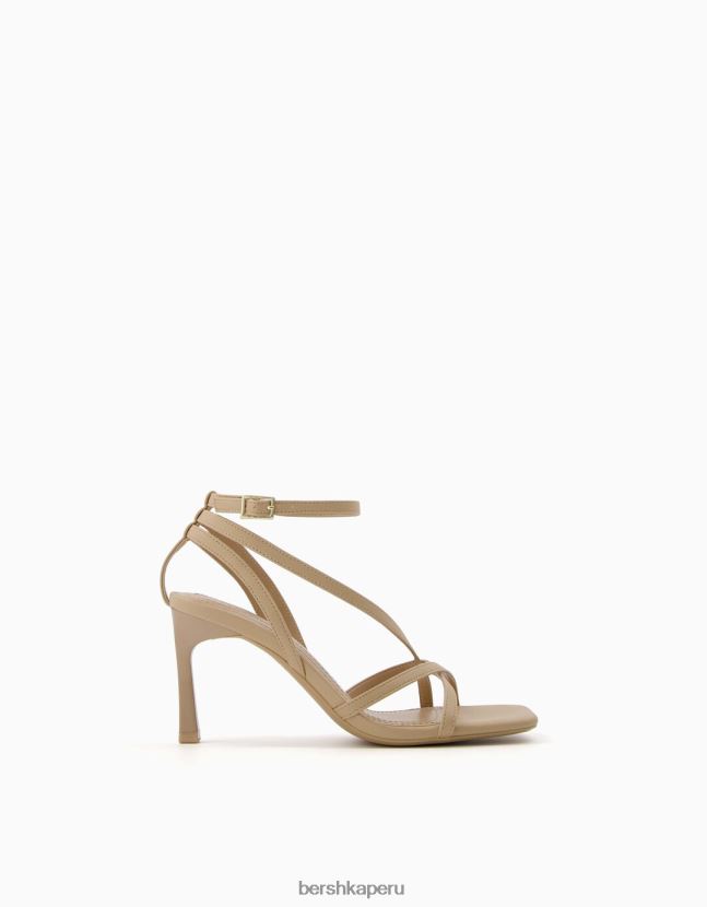 arena Bershka mujer sandalias de tiras con tiras en el tobillo 806J6B2176