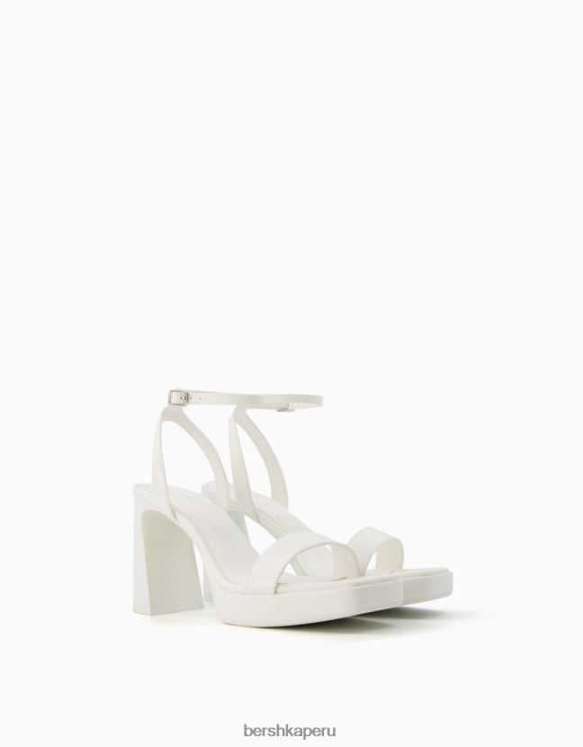 blanco Bershka mujer mini sandalias de plataforma con correa en el tobillo 806J6B2148