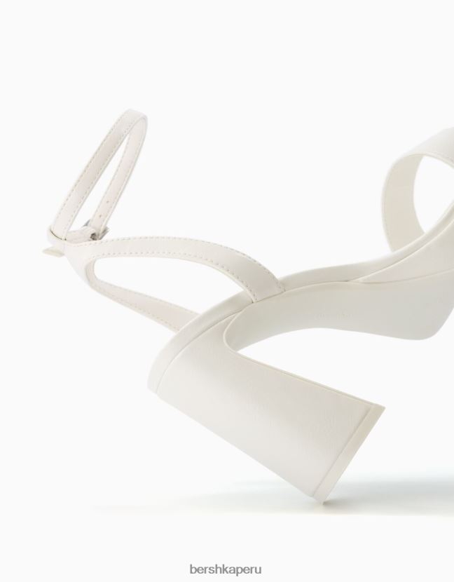 blanco Bershka mujer mini sandalias de plataforma con correa en el tobillo 806J6B2148