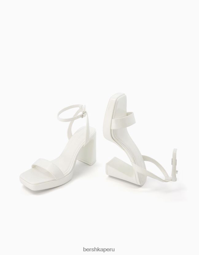 blanco Bershka mujer mini sandalias de plataforma con correa en el tobillo 806J6B2148