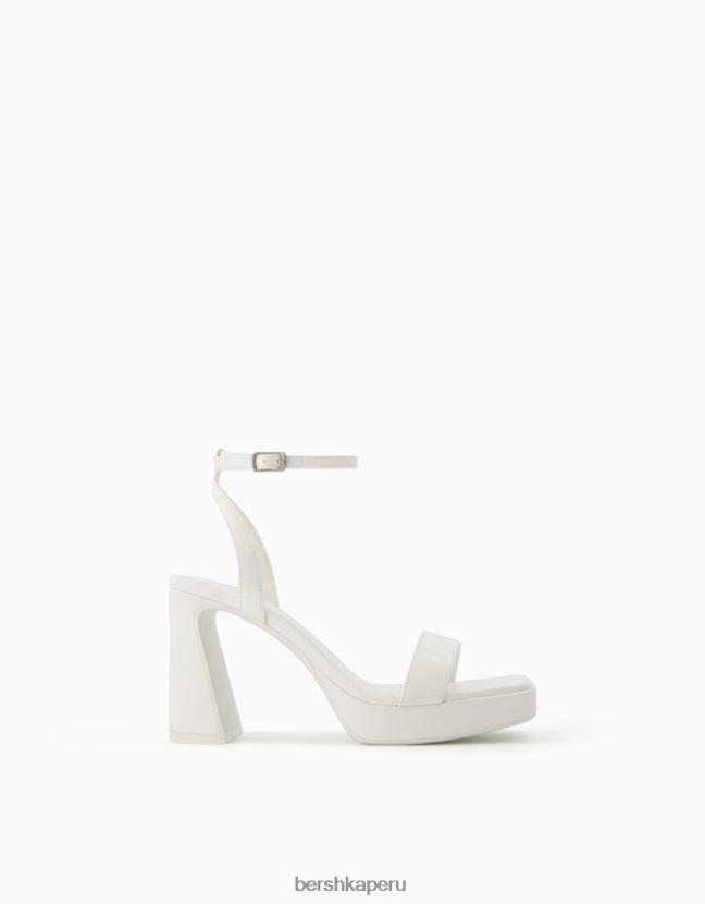 blanco Bershka mujer mini sandalias de plataforma con correa en el tobillo 806J6B2148