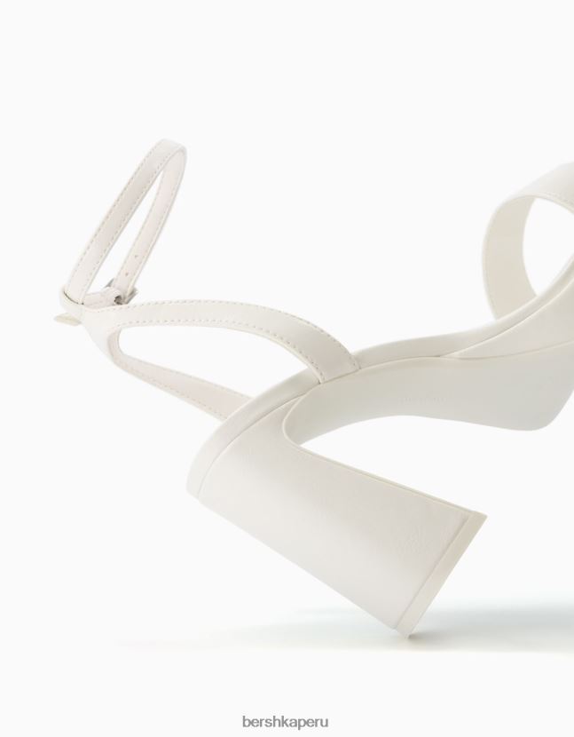 blanco Bershka mujer mini sandalias de plataforma con correa en el tobillo 806J6B2150