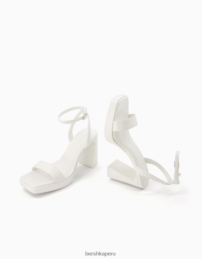 blanco Bershka mujer mini sandalias de plataforma con correa en el tobillo 806J6B2150