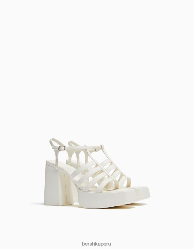 blanco Bershka mujer sandalias con plataforma y tacón alto 806J6B2168