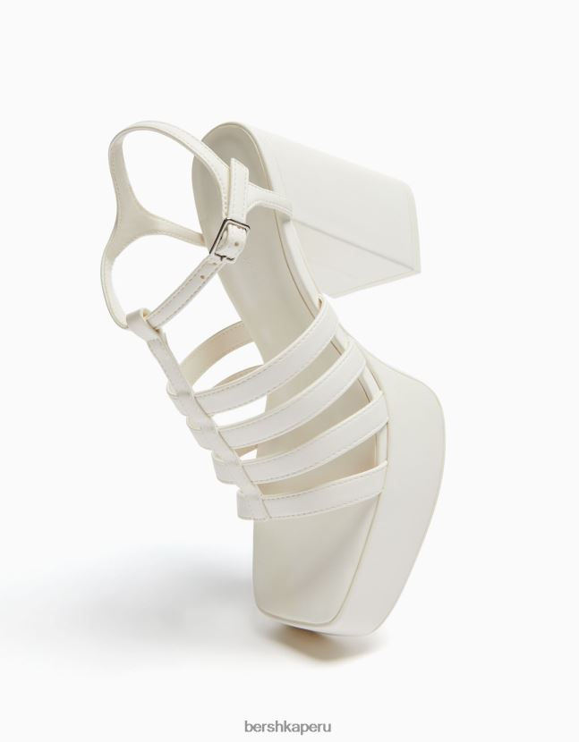blanco Bershka mujer sandalias con plataforma y tacón alto 806J6B2168