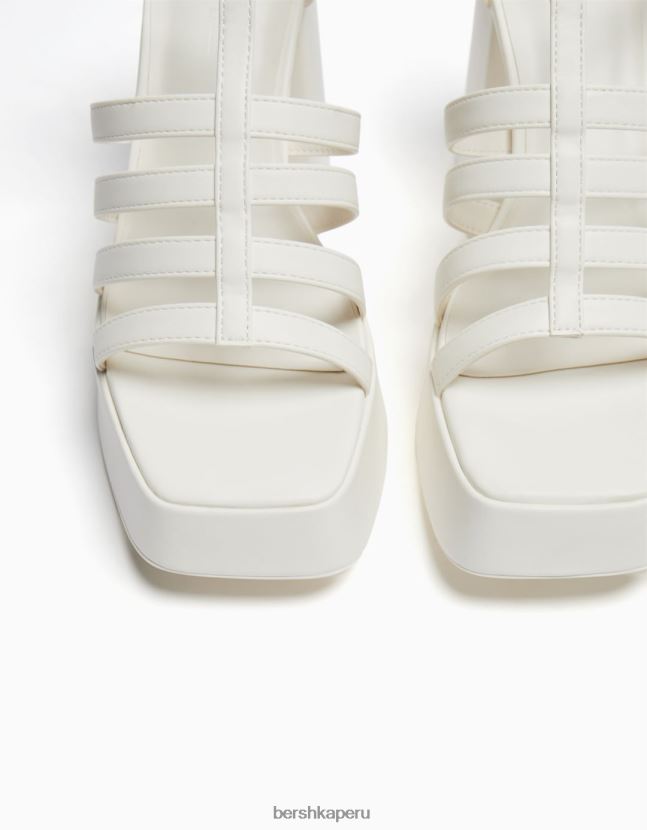 blanco Bershka mujer sandalias con plataforma y tacón alto 806J6B2168