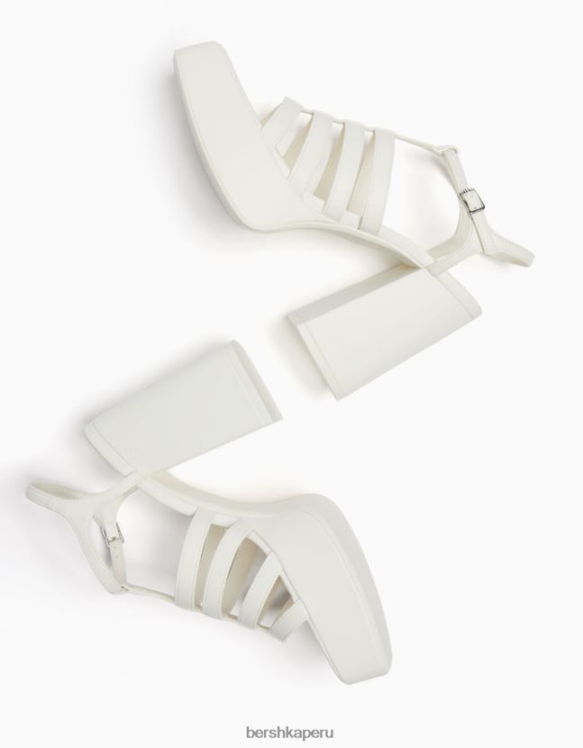 blanco Bershka mujer sandalias con plataforma y tacón alto 806J6B2168