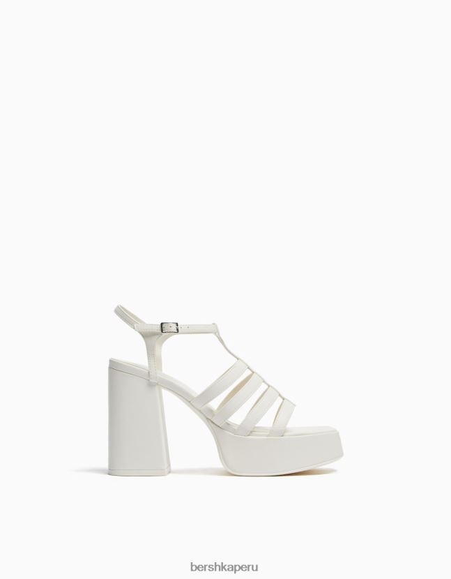 blanco Bershka mujer sandalias con plataforma y tacón alto 806J6B2168