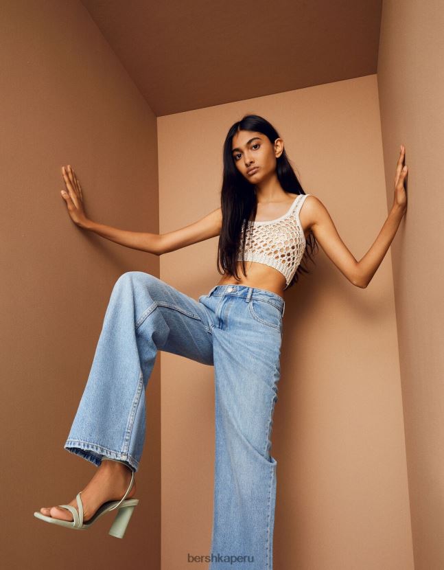 caqui Bershka mujer sandalias de tiras con tiras en el tobillo 806J6B2191