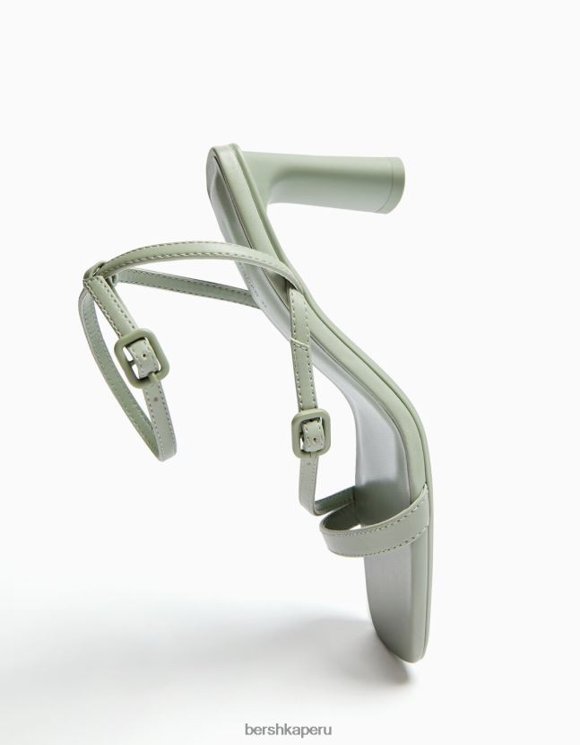 caqui Bershka mujer sandalias de tiras con tiras en el tobillo 806J6B2192