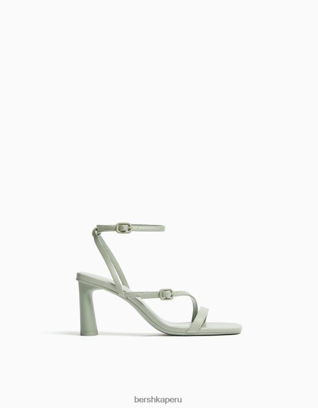 caqui Bershka mujer sandalias de tiras con tiras en el tobillo 806J6B2192