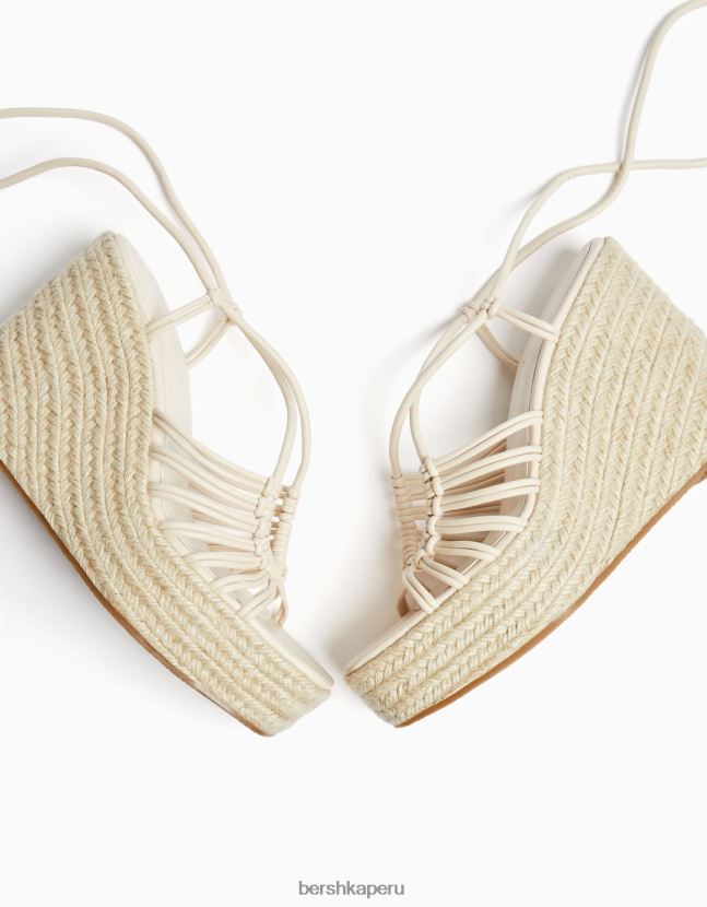 crudo Bershka mujer alpargatas con tiras y cuña con cordones 806J6B2171