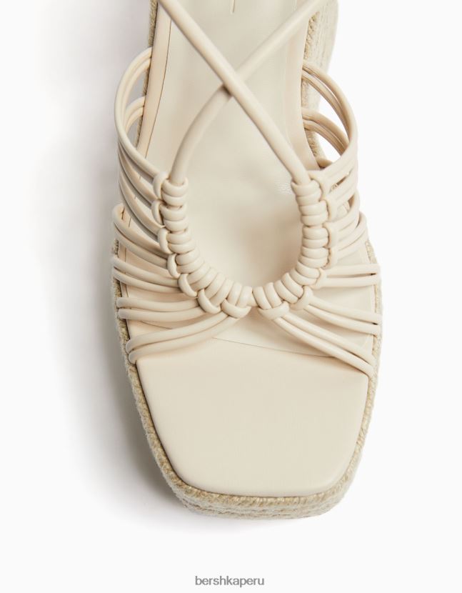 crudo Bershka mujer alpargatas con tiras y cuña con cordones 806J6B2171