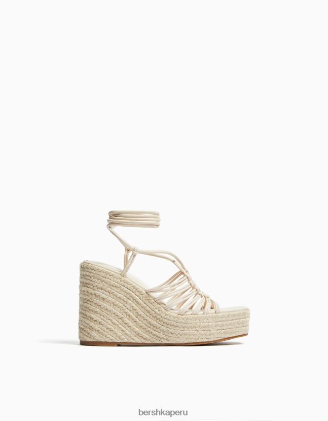 crudo Bershka mujer alpargatas con tiras y cuña con cordones 806J6B2171